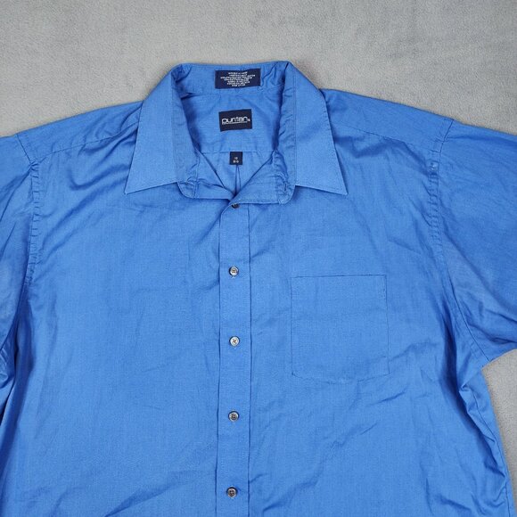 Puritan Button Up Shirt Men's Size 18 Big Blue Short Sleeve Wrinkle Free - Picture 2 of 7